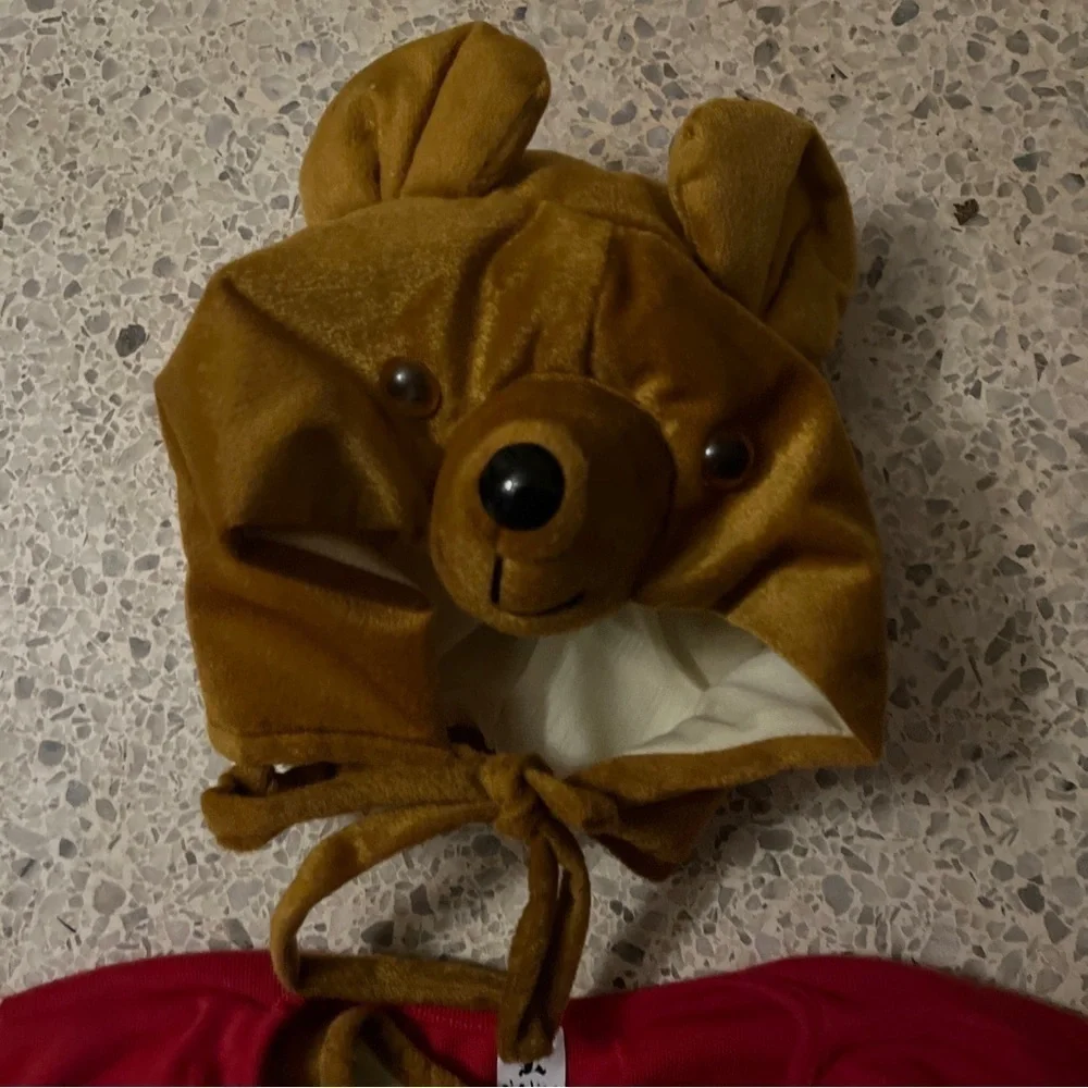 Winnie the Pooh Kids plush Costume Sz 12-18M Plush Head Piece Matching Slippers